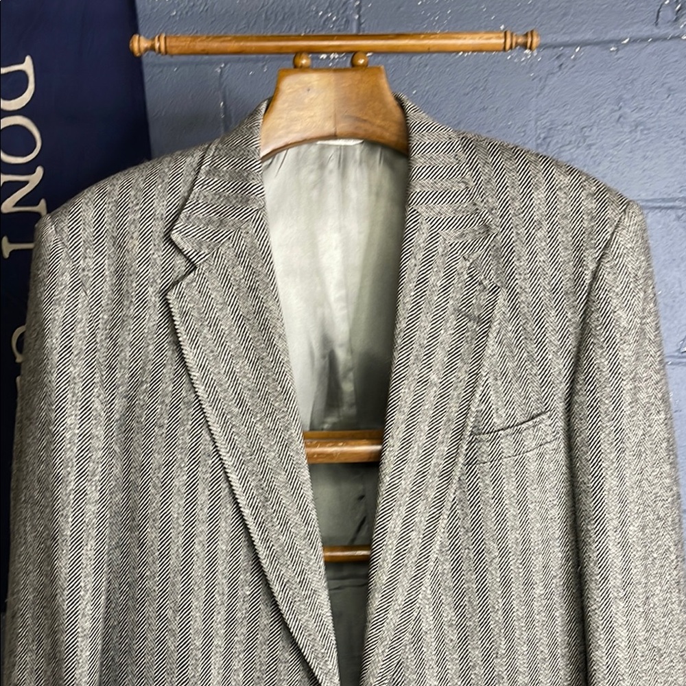 Vintage Men's Gray Herringbone Blazer Land’s End